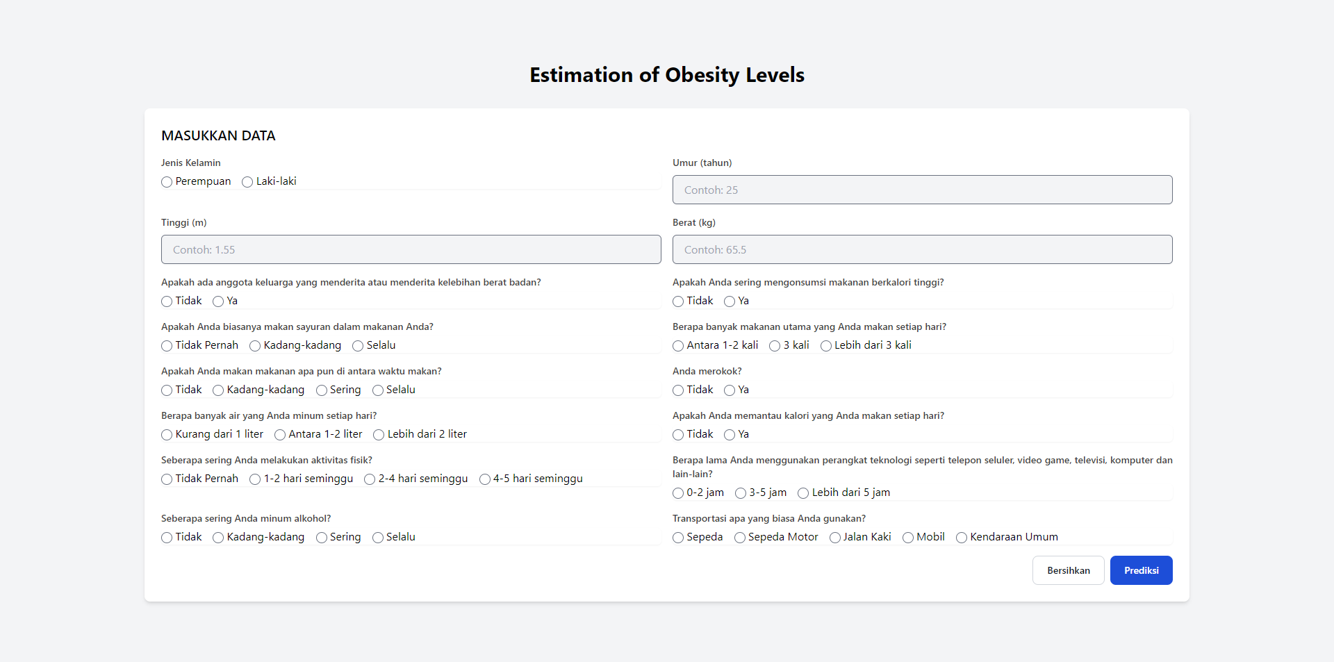 Estimation of Obesity Levels